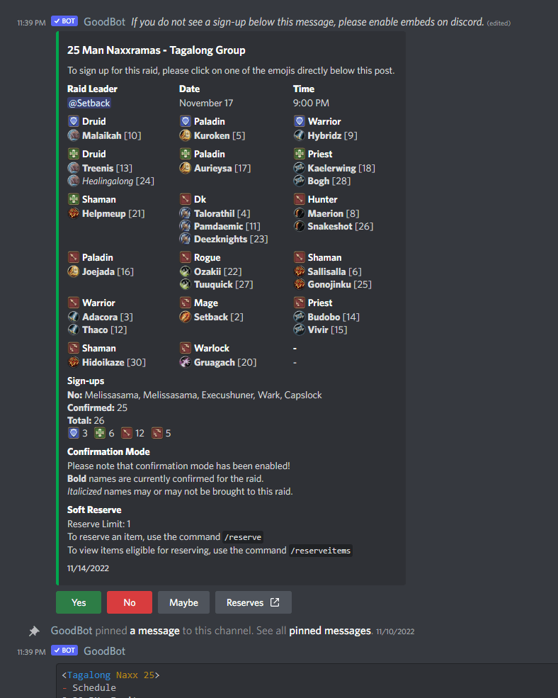 Raid roster